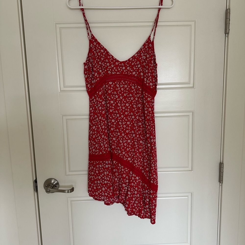 Red Floral Spaghetti Strap Dress